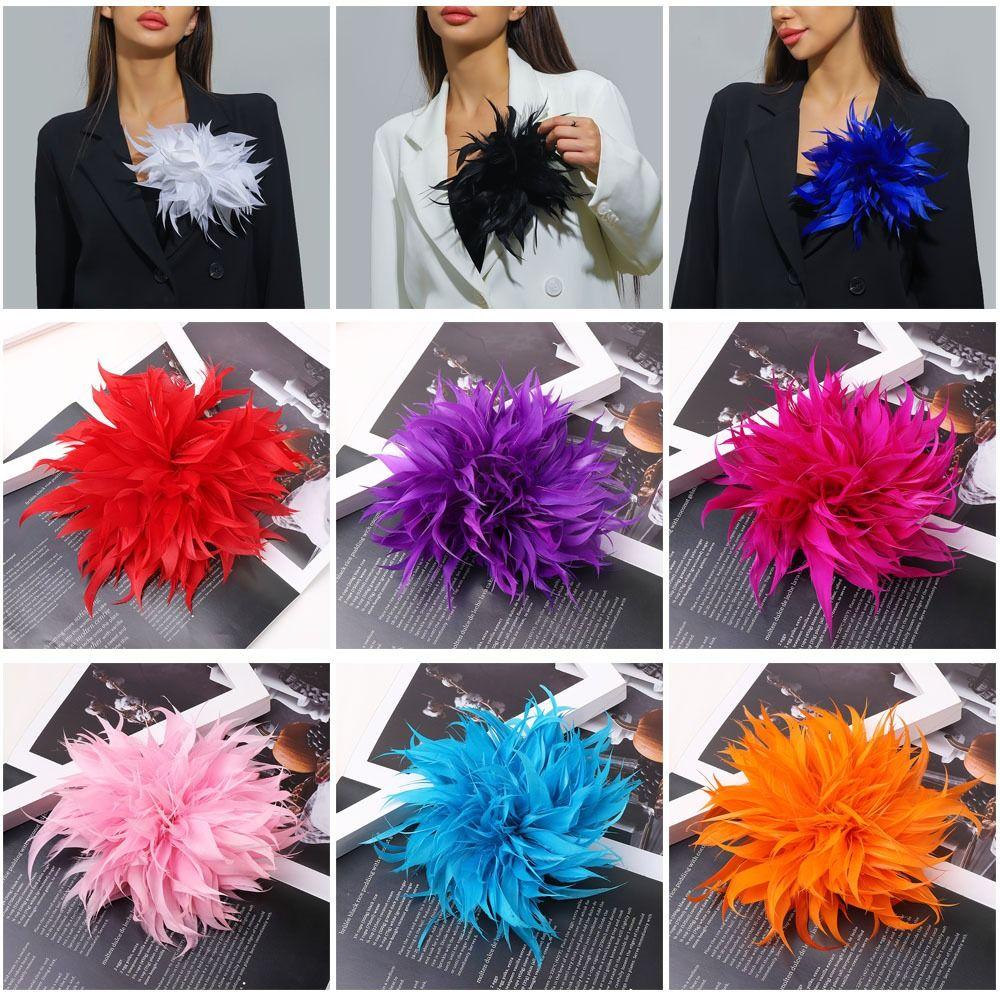 DIY Federblume 18-20cm Große Feder Corsage Anstecknadeln Vintage Blume Reversnadeln Hochzeit