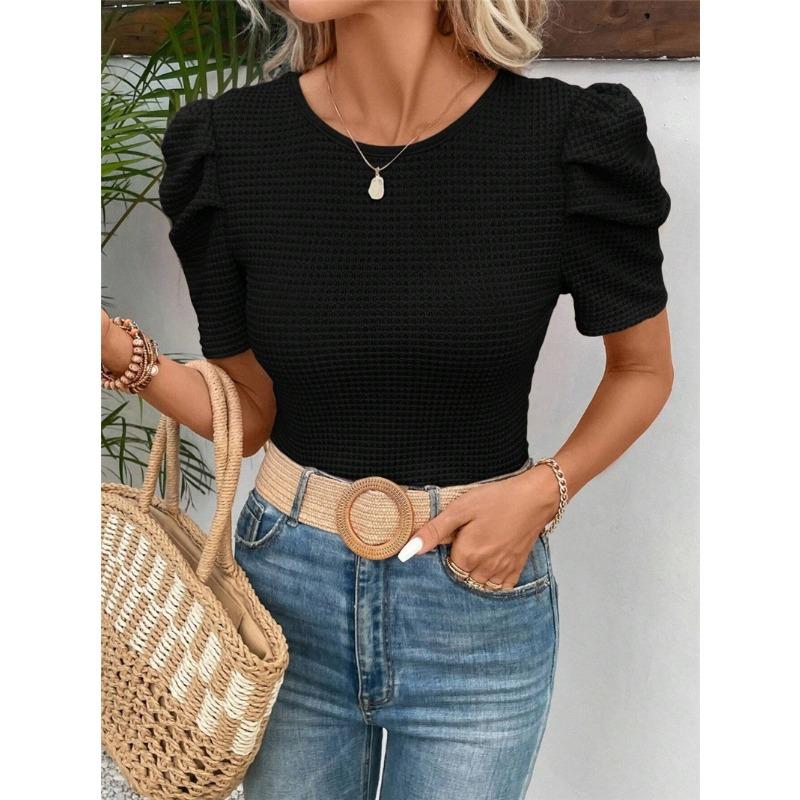 

Женская футболка с короткими рукавами и круглым вырезом, весна-лето L чёрный