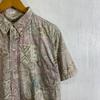 Used 90s Reyn Spooner Hawaiian Shirt Aloha Short Sleeve BD Reverse Print Inside Out All Over Pattern Ethnic Pattern Tribal Old Clothes VINTAGE Beige