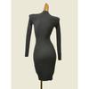 Thread High Elasticity Long Sleeves Knitted Hip Skirt Fashion Wind Sexy Silm Slim Looking Metal Zipper Dress