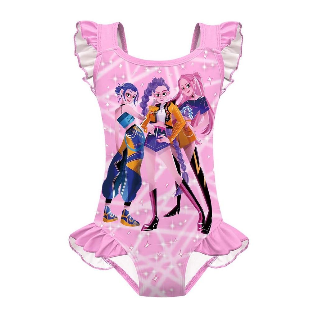 Dětské Dívčí Anime Kreslený K-POP Rumi Zoey Mira Potisk Volánkový Bez rukávů Jednodílné Plavky