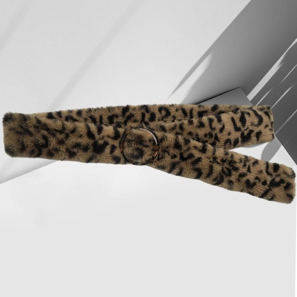 Faux Fur Furry Plush Belt Leopard Print Tassels Waistband Hip-hop Waist Belt  Jeans Decor