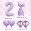 6pcs/set Purple Mermaid Tail Shell Balloon With Number 1-9 Birthday Balloon Ocean Princess Theme Girls Birthday Party Decoration