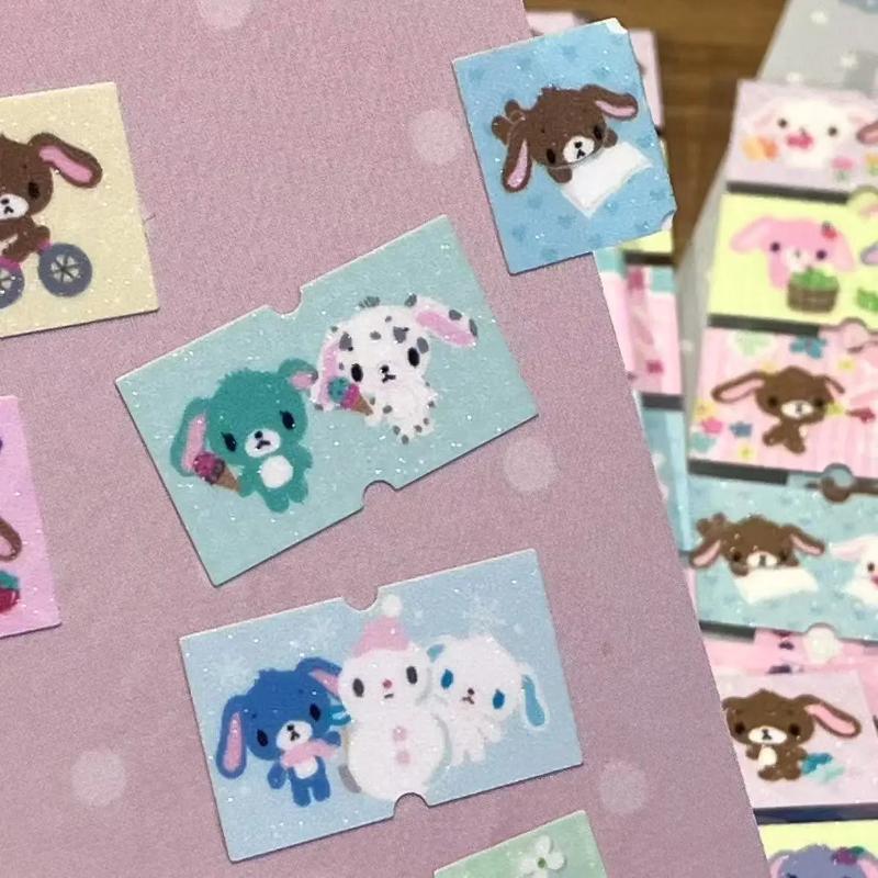 500Pcs/Roll Creative Peripherals Hand Account Notes Decorative Sealing Decals Repeat Kawaii Sugarbunnies Cartoon Label Stickers
