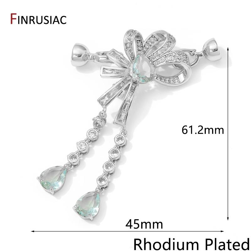 

14K Gold Plated Brass Pearl Clasps Fasteners For bracelet,Inlaid Zircon Bowknot Pearl Necklace Clasps,DIY Jewelry Materials 1 piece