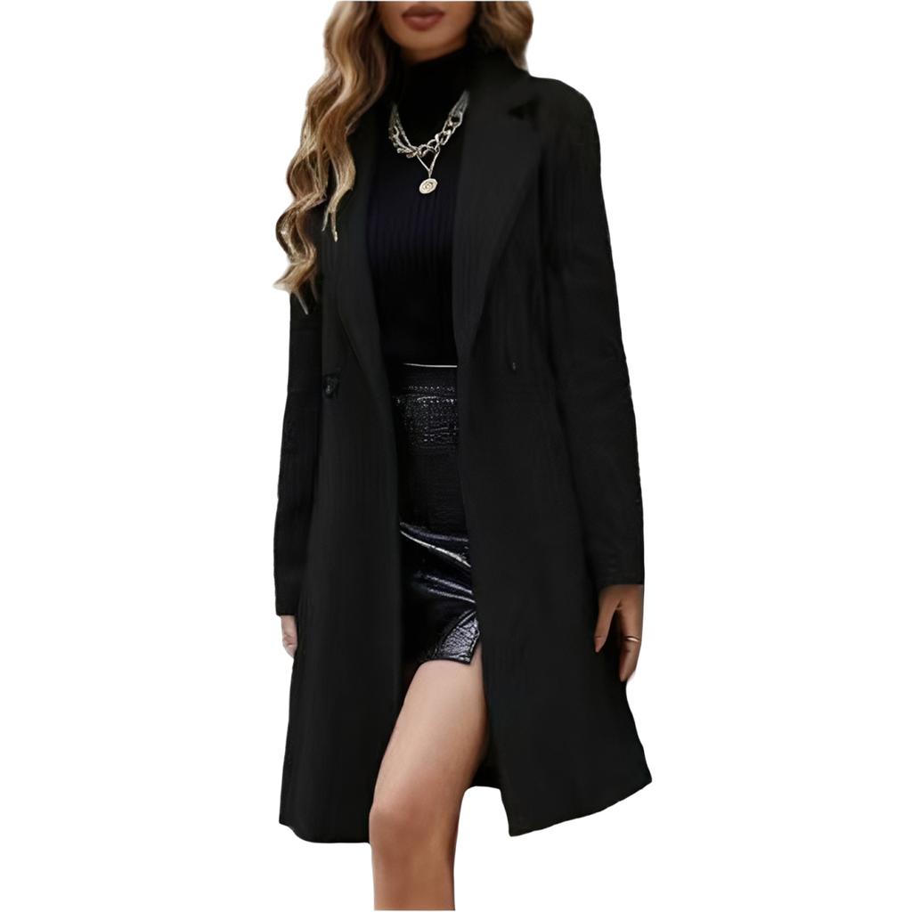 Women's Fashion Jacket Casual Solid-color Long-sleeved Cardigan Long Coat
