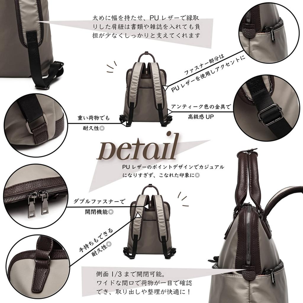Rucksack Bag Backpack Business Commuting School A4 Waterproof Water Repellent Lightweight Stylish Italy Rucksack PU Leather Nylon 170918 [Gussio Gold]