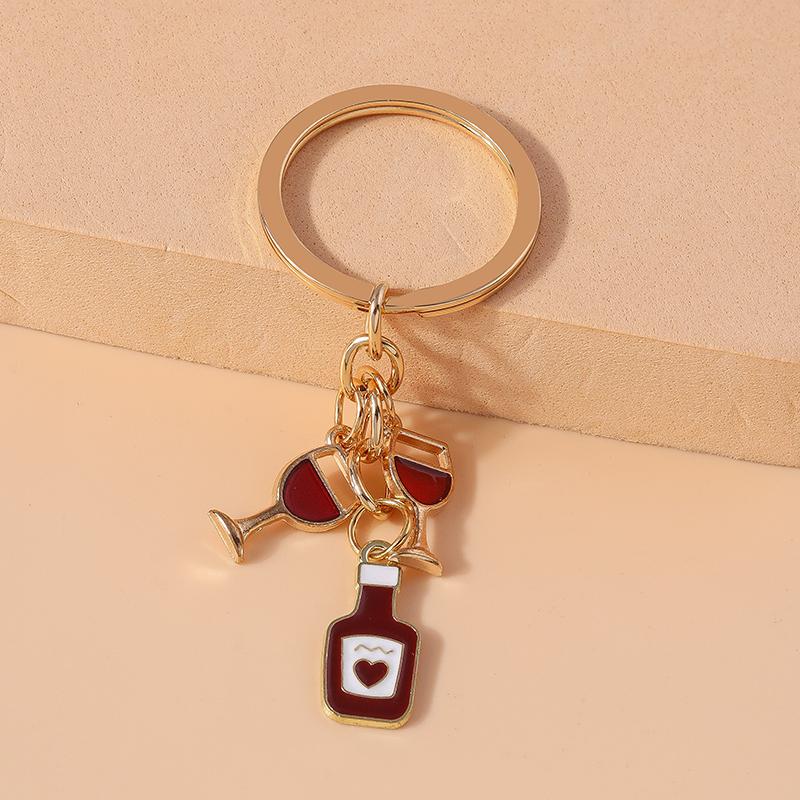 Cute Enamel Simulation Red Wine Keychain Cola Keyring Pendant for Men Women Car Key Holder Handbag Decor Handmade Jewelry Gift