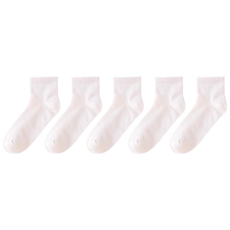 Hongdou Kids' Black & White Sport Mesh Mid-Calf Cotton Socks
