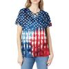 Women's Short Sleeve Stagger V Neck  Print Pocket Dry-nurse Top
