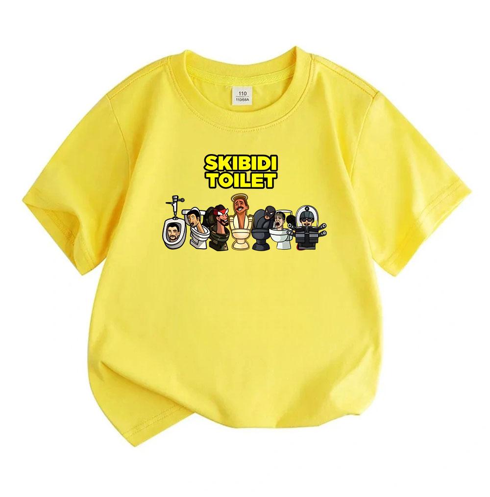 Kinder Jungen Mädchen 100% Baumwolle Rundhals Kurzarm T-Shirt, Lustiges Skibidi Toilette Muster Lässige Weiche Atmungsaktive T-Shirts für Kleinkinder Kinder Tägliche Kleidung