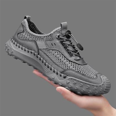 Large Men's Casual Shoes Summer 2026 Outdoor Mesh Breathable Comfortable Non Slip Hiking Shoes Fashion Vintage Flats Zapatillas