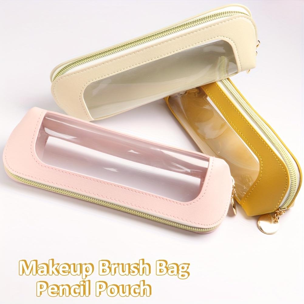Tragbare Kosmetiktasche mit transparentem Fenster aus TPU-Material Reißverschluss Kosmetiktasche für Lippenstift/Pinsel/Stift Leicht für Reisen