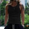 Elastic Exercise Fitness Vest for Men Summer Round Neck Plus Size Leisure Muscle Training Breathable Men