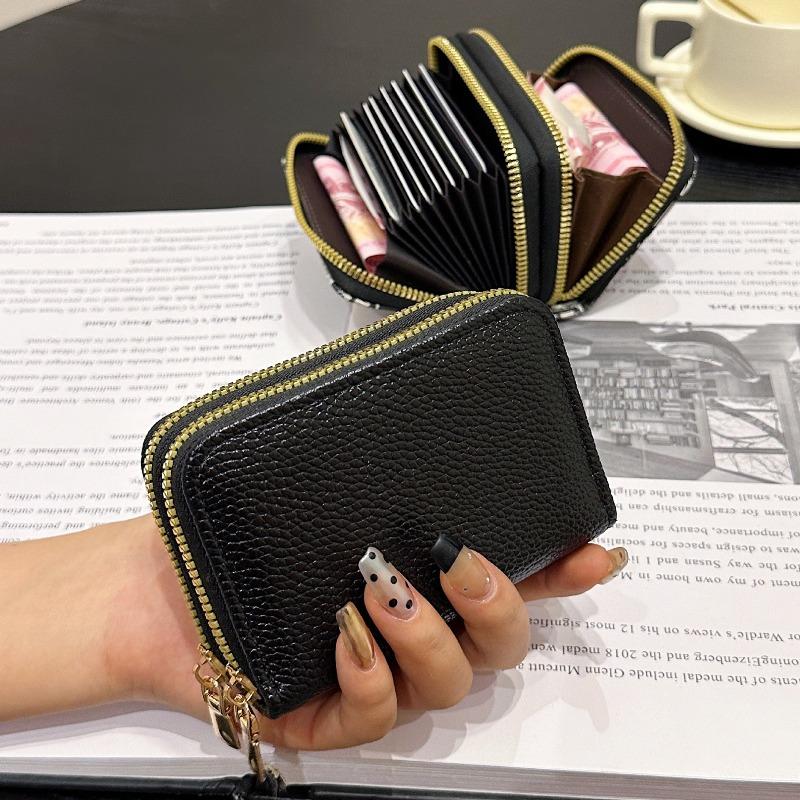 

Double-layer zipper card bag, women s small anti-degaussing bank card cover, multi-card business card holder, driving certificate change bag.