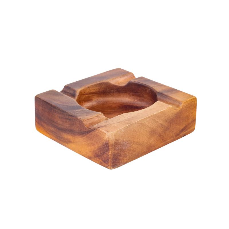 Walnut Solid Wood Cigar Ashtray - Large Slot, Drop-proof for Home, Living Room, Tea Room, Hotel.