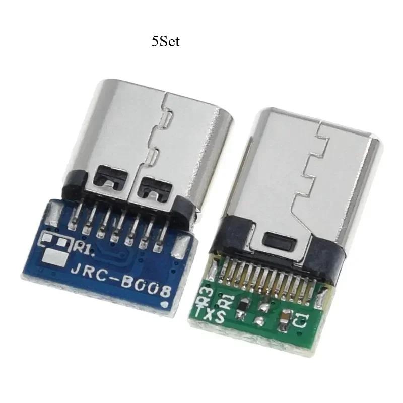 

10pcs USB 3.1 Type-C Connector 24 Pins Male / Female Socket Receptacle Adapter to Solder Wire & Cable Support PCB Board білий