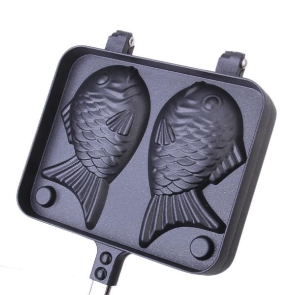 Aluminum Waffle Maker Cake Pan with Handle Black