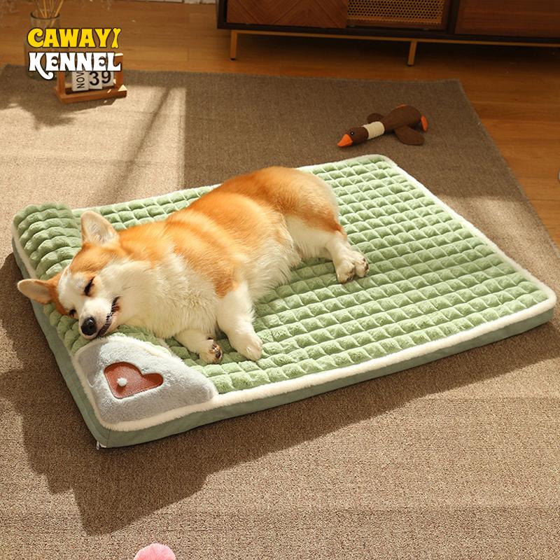 

CAWAYI KENNEL зимняя теплая подушка для кровати для собак, съемный спальный коврик для домашних животных, противоскользящий удобный коврик для питомника, утолщенная губка, подушка для щенка кошки