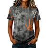 Camiseta Ligera Informal para Mujer con Mangas Raglán, Cuello Redondo y Manga Corta, Estampado Gráfico Temático de Halloween