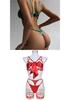 Elegant European & American Bow Hollow-Out Lingerie 3-Piece Underwire Set