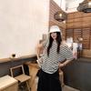 Lazy and Relaxed Diagonal Collar Off-shoulder Short-sleeved Striped T-shirt Summer New Loose Casual Versatile Top Women