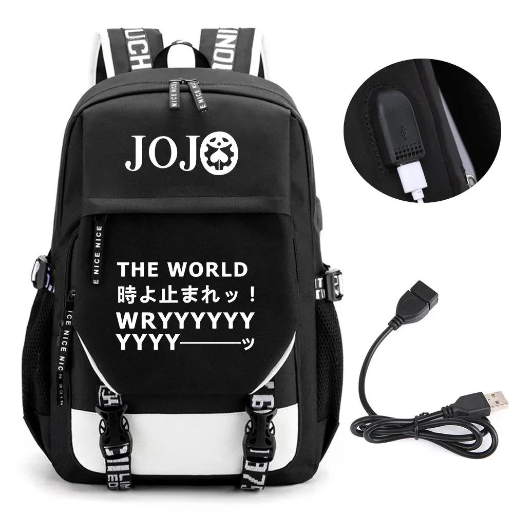 Anime JOJO Jonathan Joestar Golden Experience Backpack School Bookbag with USB Port Laptop Compartment for Boys Girls Travel Bag