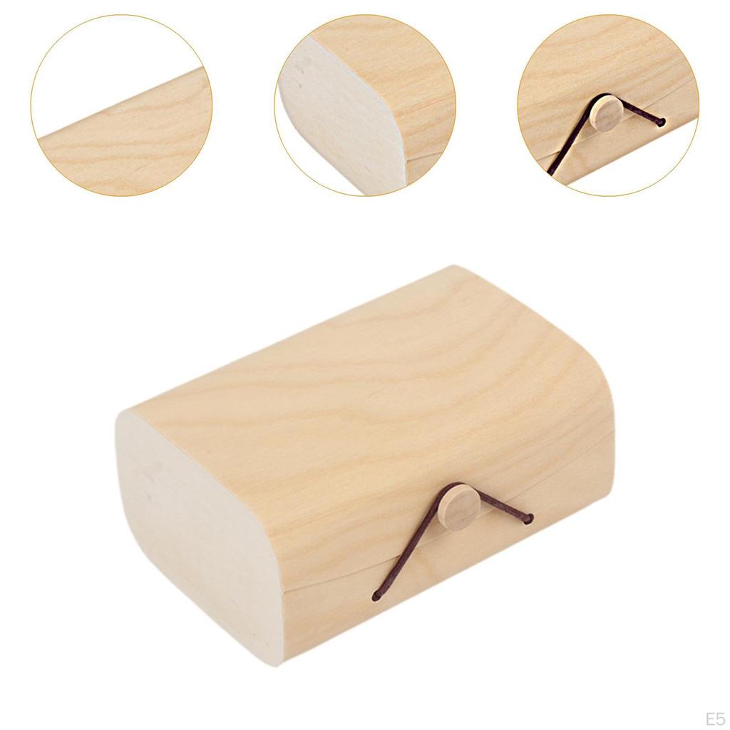 Ręcznie robione drewniane pudełko do przechowywania okularów i biżuterii z zamknięciem na sznurek