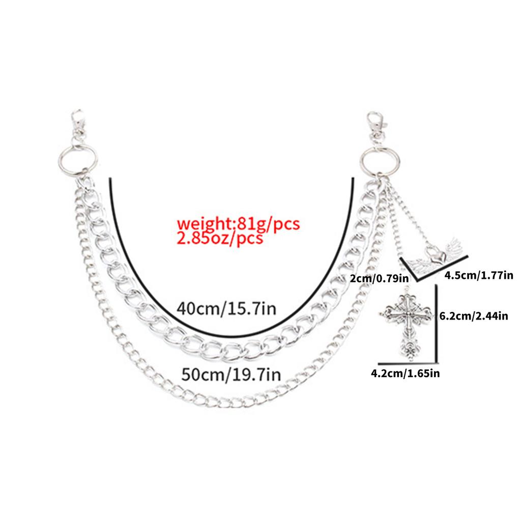 Popular Hiphop Waist Chain with Crossed Pendant Waist Charm Street Pants Chain Body Chain Trousers Chain Cool Accessory