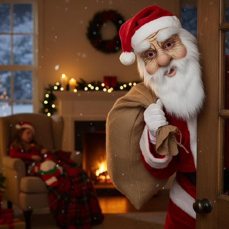 Santa Latex Face Mask Skin Friendly Comfortable For Holiday Performances Photo Booths And Seasonal Costume Accessories