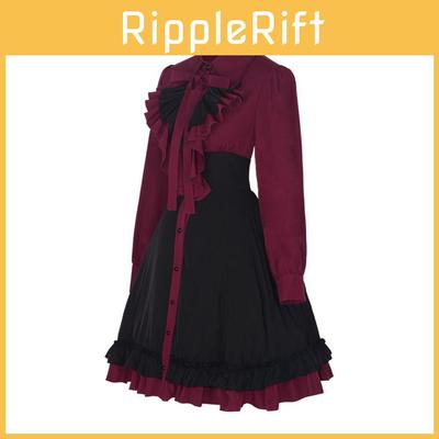 Fantasy Gothic Bow Dress With Polyester Material For Anime Cosplay And Stage Shows