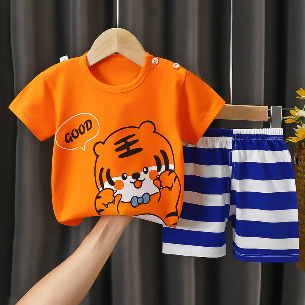 T-Shirts Bequeme Shorts Polyester Lässig Tägliche Kleidung Für Mädchen Set Baby Sommer Outfits Cartoon Jungen Kurzarm