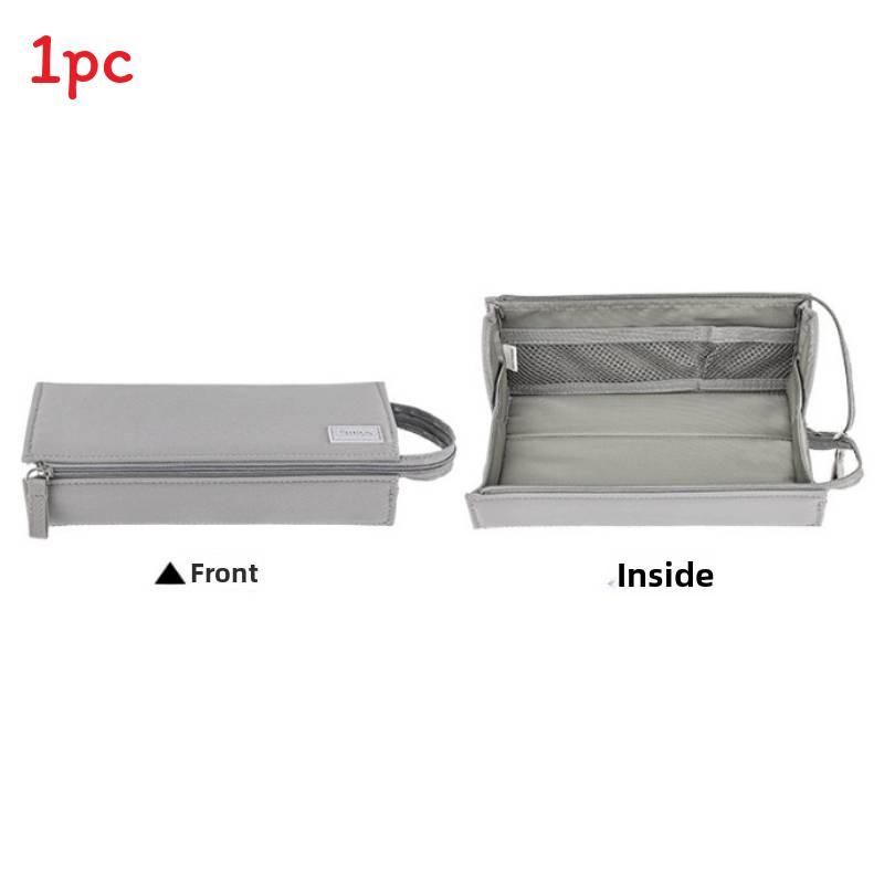 Canvas Large Capacity Pencil Case With Wide Opening For Students And Office Use
