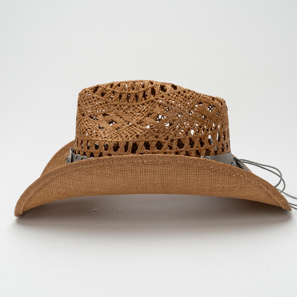 Hot-selling bull's head hat with straw hat, American retro straw woven western cowboy hat men's and women's summer beach hat