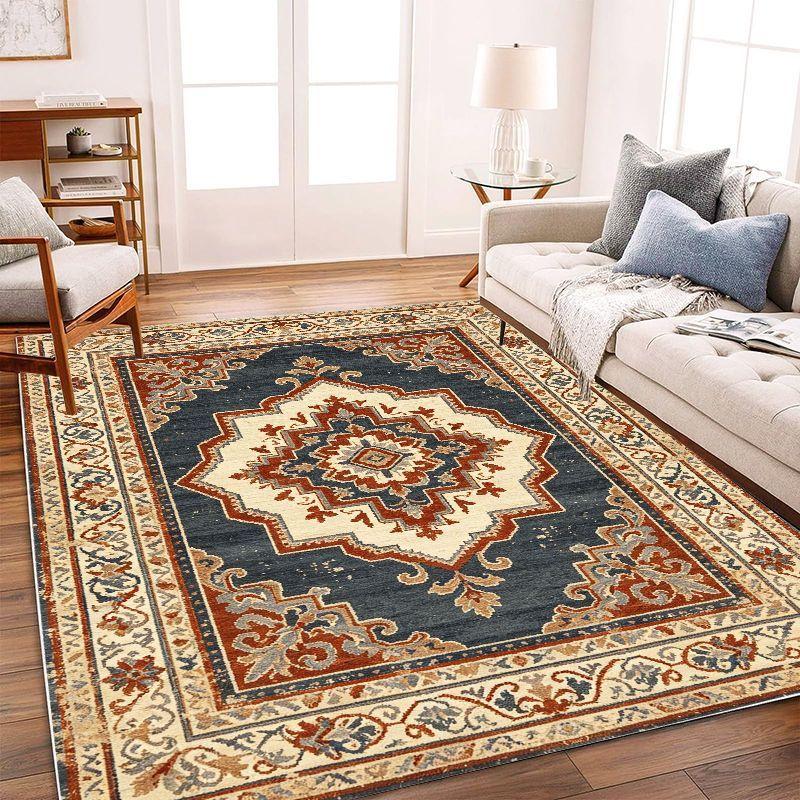 Light Luxury Retro Persian Carpet Soft Anti slip Washable Floor Mat Living Room Bedroom Study Home Decoration