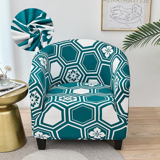 Levivel Club Chair Slipcover Stretch Armchair Printed Tub Chair Cover Living Sofa Cover Spandex Couch Cover Designed For Bar Counter Family Room