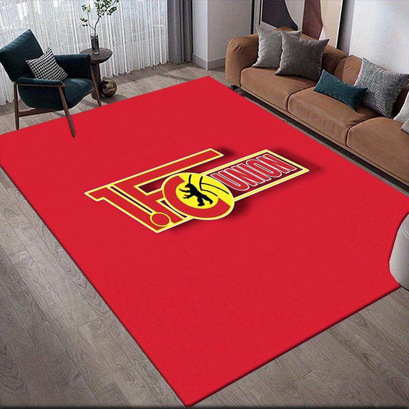 1. FC Union Berlin Flannel Printed Carpet, Home Sofa Decoration for Living Room & Bedroom, Non‑Slip Play Flannel Floor Mat for Game Room