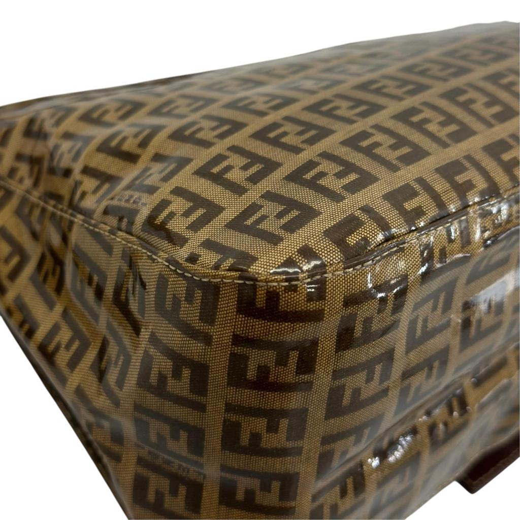 FENDI Zucchino mamma bucket Shoulder Bag Brown Women one belt used