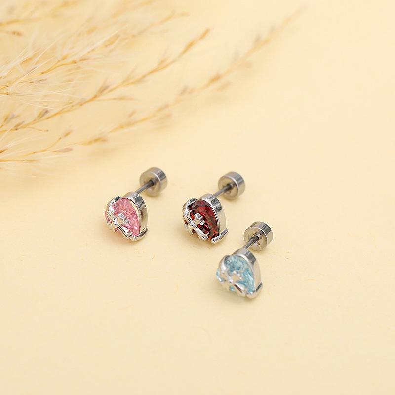 High-End Sweetheart Zirkonia Knorpelstecker für Damen - Doppelkopf-Schraubverschluss, Kreuzdesign