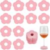 FINGERINSPIRE 150 Pcs Drink Name Tags for Wine Glasses Flower/Round Shape Pink Paper Wine Glass Marker Blank Wine Glass Charm Cocktail Champagne Tag