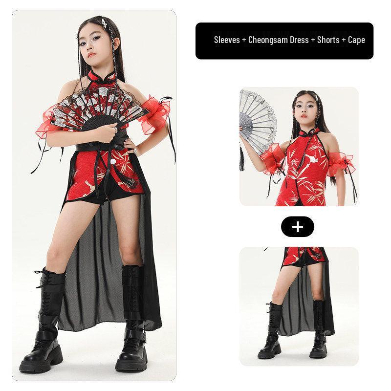 Chinese Style Jazz Dance Costumes for Girls – Trendy Performance Set for Model Runway Shows