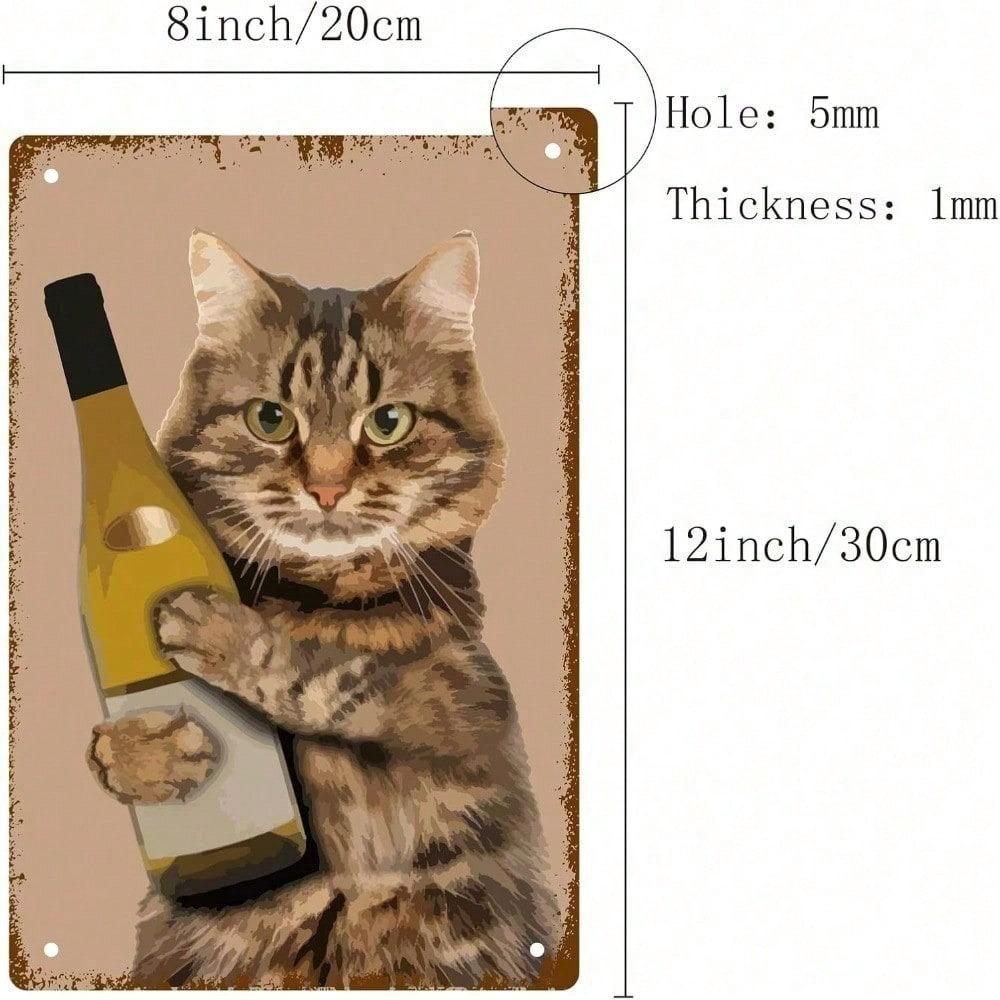 Vintage Cat Metal Tin Sign Retro Wall Art Decor Funny Cat Pub Plaque for Home Office Bar Garage