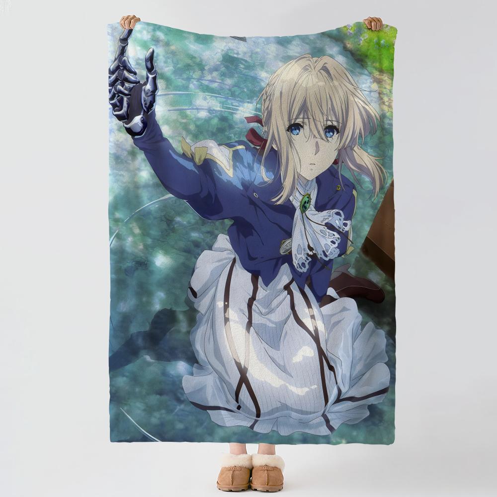 Anime V-Violet Evergarden-n Throw Thick Comfort Flannel Quilt, Multi-scene Use Indoor Outdoor Daily Nap