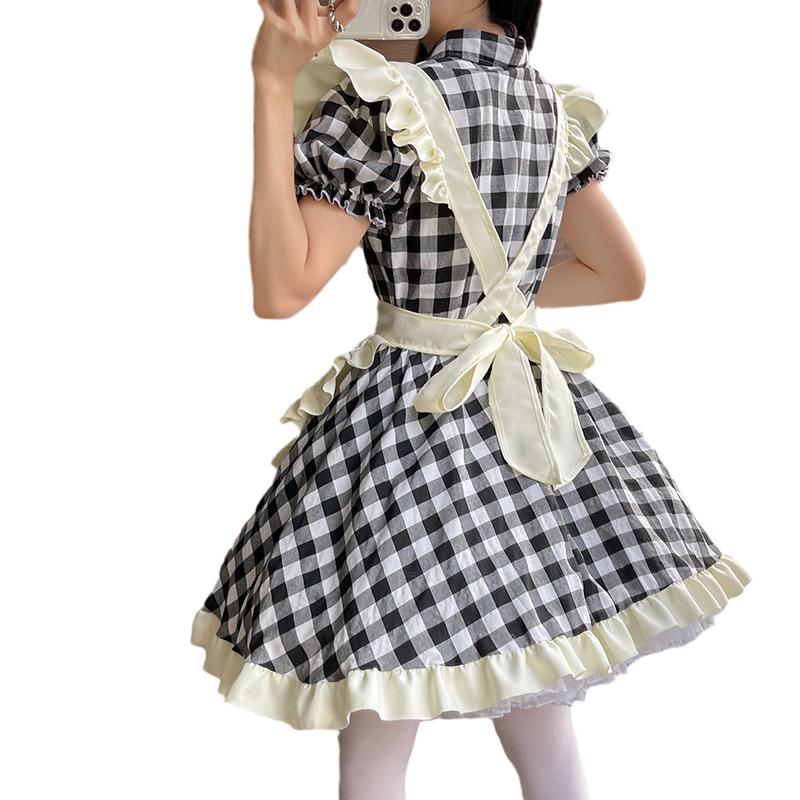 Japanese Cute Style Lolita Maid Dress Sexy Cosplay Maid Uniform Dress Black And Red Plus Size