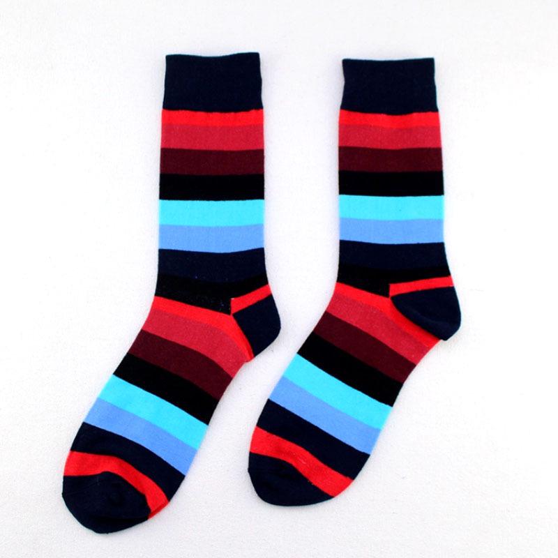 Fashion Socks Stripe Men Socks Colorful Business Cotton Socks Novelty Summer Dress Crew Socks