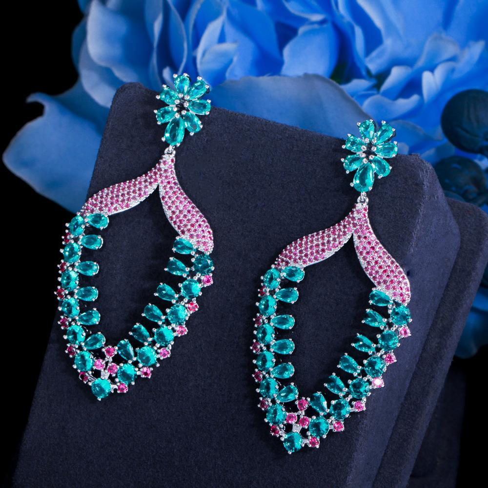 2022 New Delicate S925 Silver Needle Earrings Micro Set Zircon Drop Tassel Earrings Female Wedding Evening Party Jewelry Gift