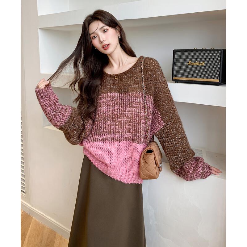 Mokana Women's Gradient Retro Pullover Knit Sweater