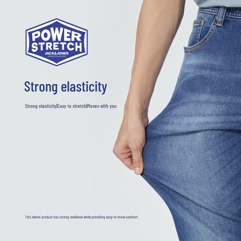 Jack & Jones Men's Strong Elastic Straight Leg Washed Denim Jeans