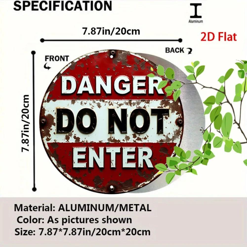 Vintage Metal Sign Warning Do Not Enter 7.87 Inch Red White Wall Art Garage Decor