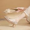 5306-2 Pointed High Heels Spring 2025 New French Sequined Bridal Wedding Shoes Thick Heel Light Mouth Single Shoes